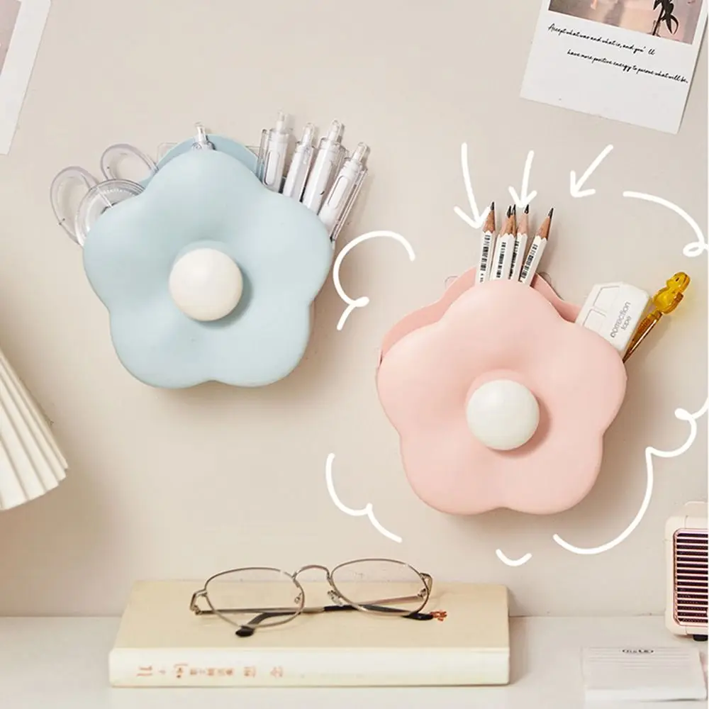 Flower-shaped Makeup Brush Case Vibrant Color Large Capacity Pen Holder Multi-functional Creative Pencil Case Desktop