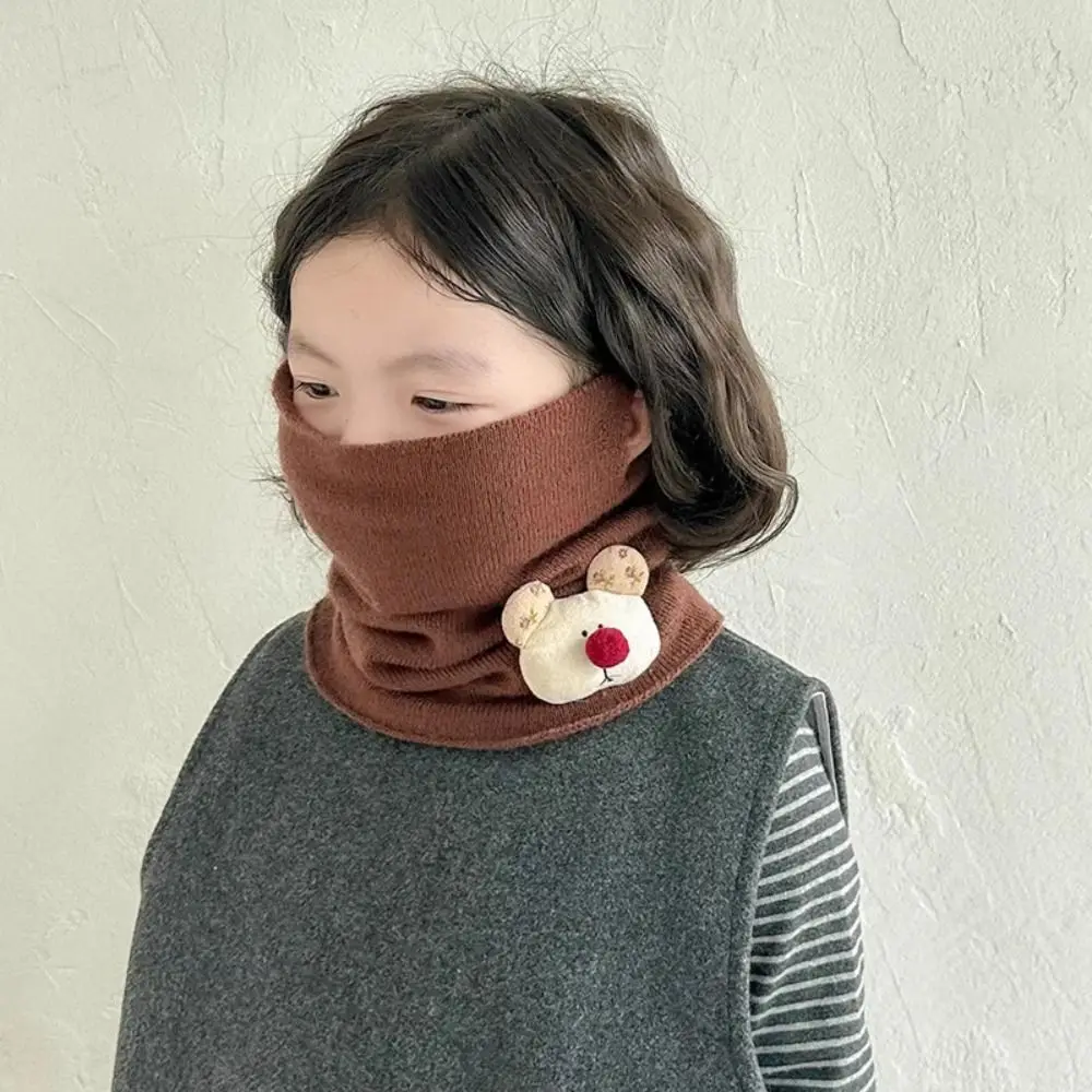 Fashion Cute Boys Girls Scarf Mask Korean Style Kids Knitted Scarf Solid Color Neckerchief Winter Knit Scarves Baby