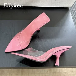 Eilyken Summer Street Style PVC Transparent High Heels Women Slippers Fashion Pointed Toe Party Sandals Shoes Zapatos De Mujer