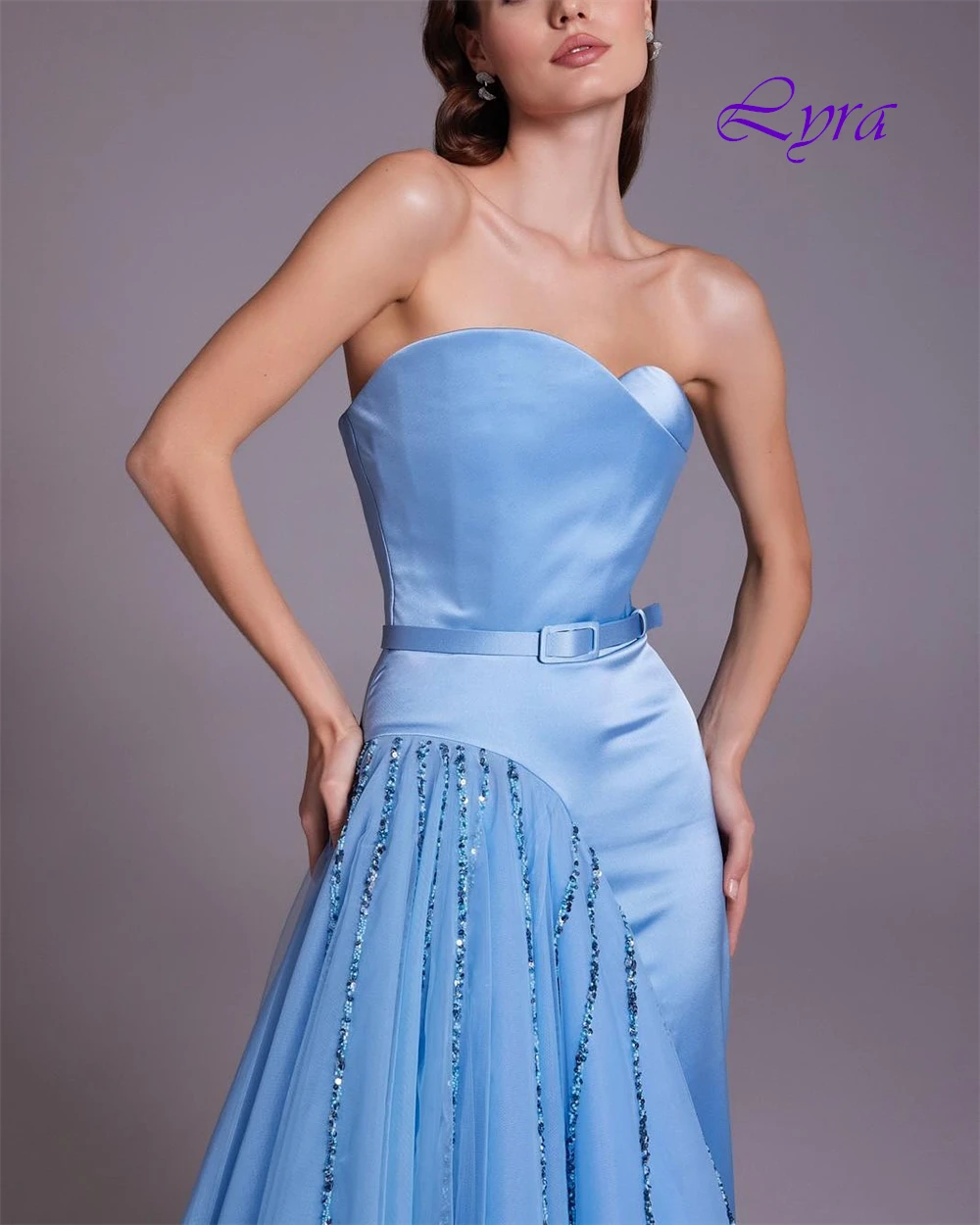 Vestido de noite elegante sem alças personalizado e vestidos clássicos de organza para ocasiões especiais e vestidos de baile sem mangas com temperamento