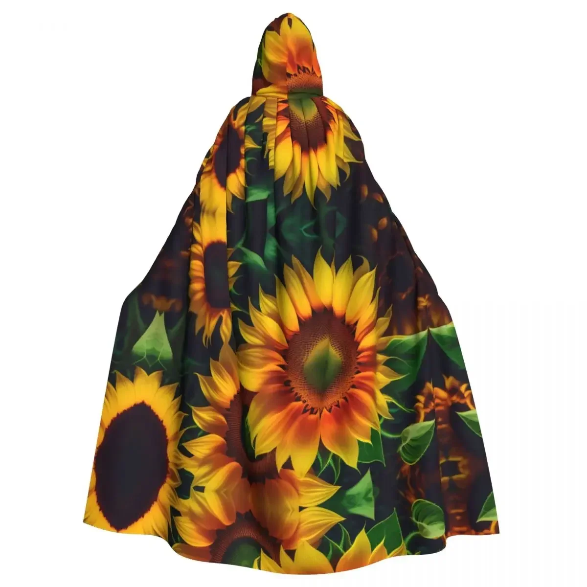 

Fashion Night Wear Suitable For Both Men And Women Sunflower With Green Leaf Adult Cloak Cape Hooded Medieval Costume Witch Wicc