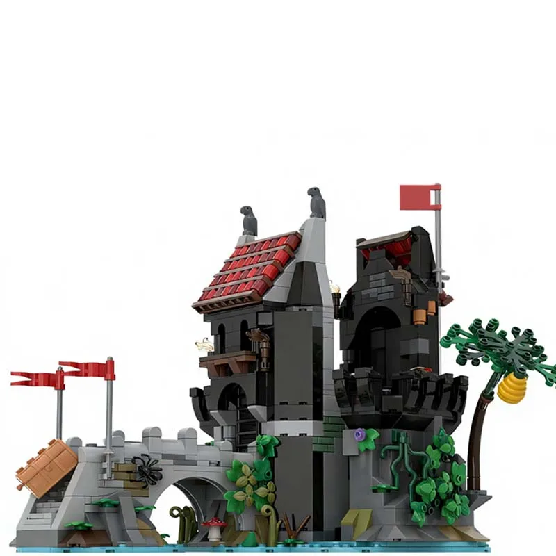 1162 pièces - Tour Wolfpack médiévale 6075 - Remake MOC - Blocs de construction modulaires personnalisables - Modèle éducatif - Jouet d'assemblage DIY pour garçons - Cadeau