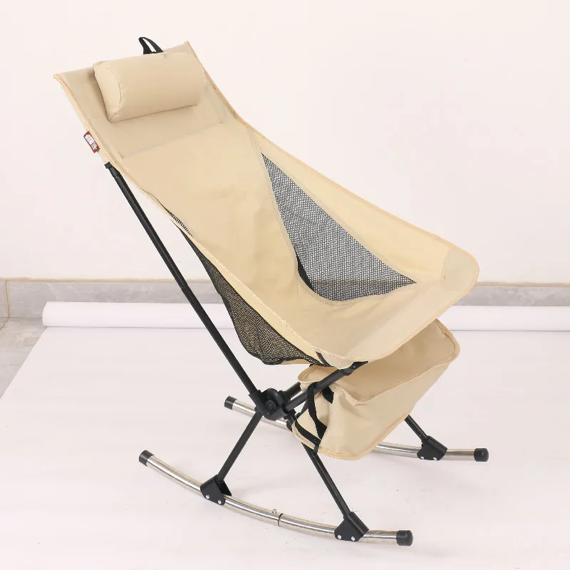 Outdoor Portable Folding Moon Chair, Park, Fishing, Rocking Chair, Heightened Steel Pipe, Massage Armchair, Camping Chair