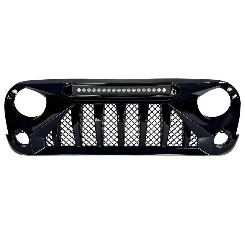 لامع أسود الجبهة نمط مصبغة الوفير شوايات السيارة مع أضواء LED على الطرق الوعرة 2007-2018 JK JKU NEW S البلاستيك