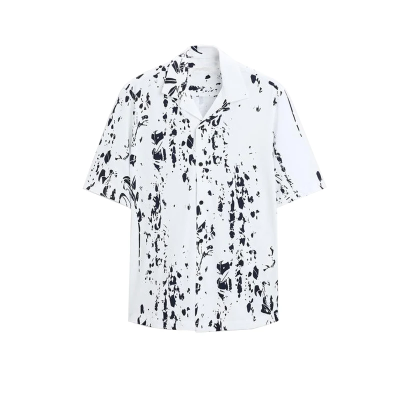 

Summer New Men's Bowling irt Le Print Elastic ort Sve Casual irt Loose Fit Regular Thin Spring