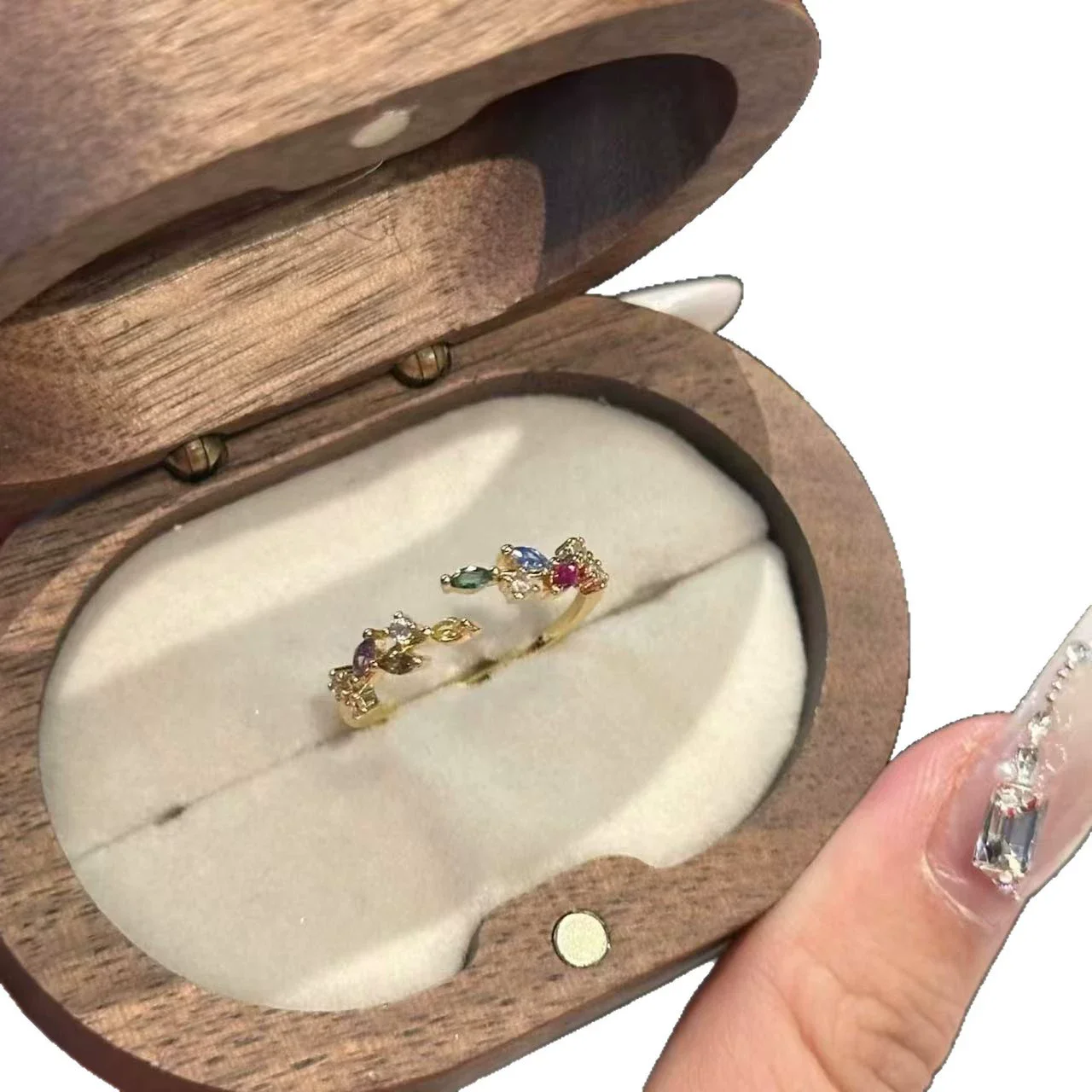 925 Sterling Silber Bunter Vierblättriger Blütenblatt-Ring für Damen Leichter Luxus, Hochwertig, Trendiger Modeschmuck Geschenke – Detail 9