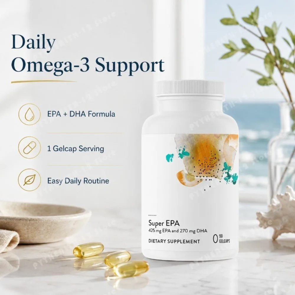 Omega-3 Fish Oil EPA DHA Gelcaps 90 Count, High Potency Marine Oil Supplement with Vitamin E, Daily Wellness Support for Adults