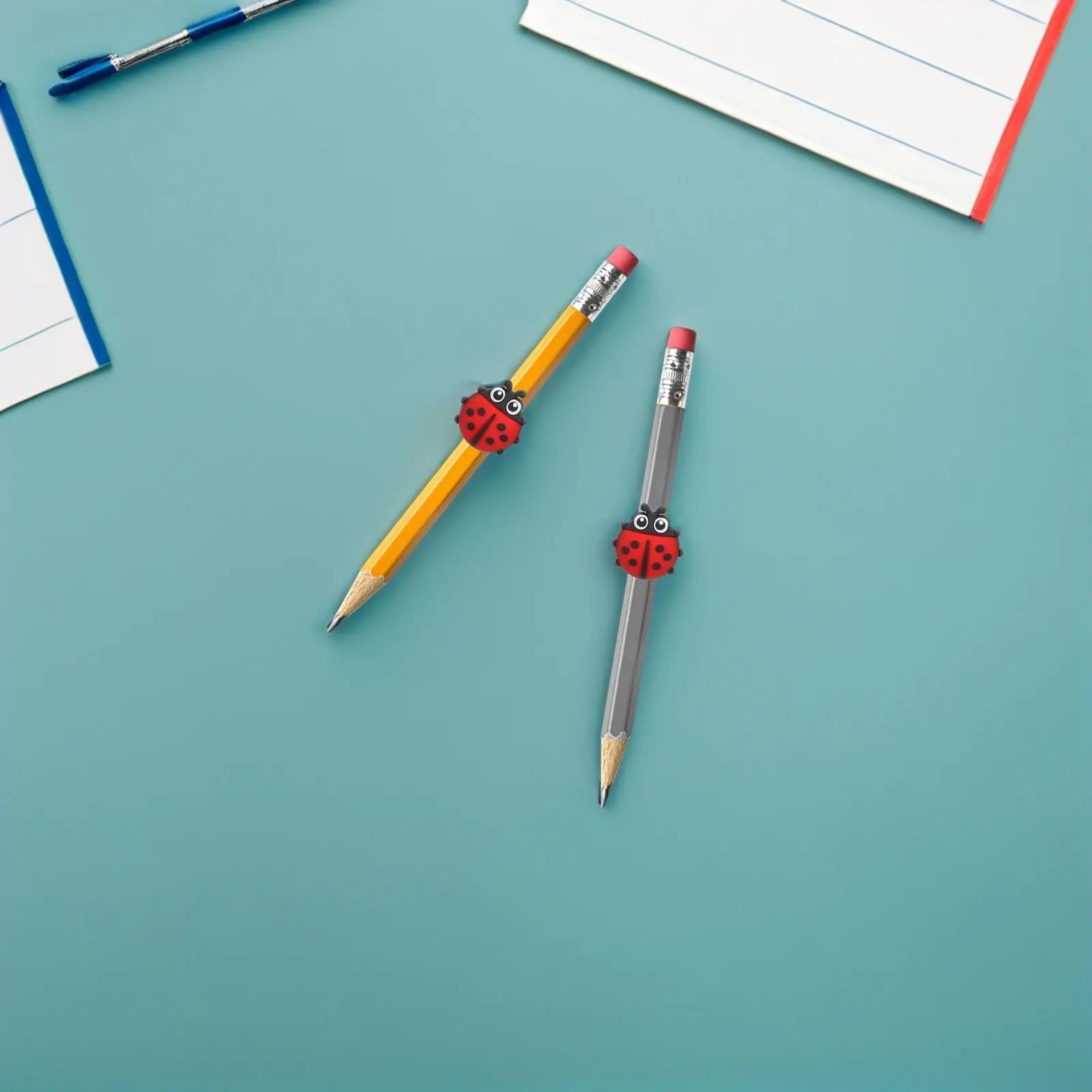 

30 Pcs Ladybug Pen Clip Classroom Pencil Rewards Shaped Topper Clips Decorations