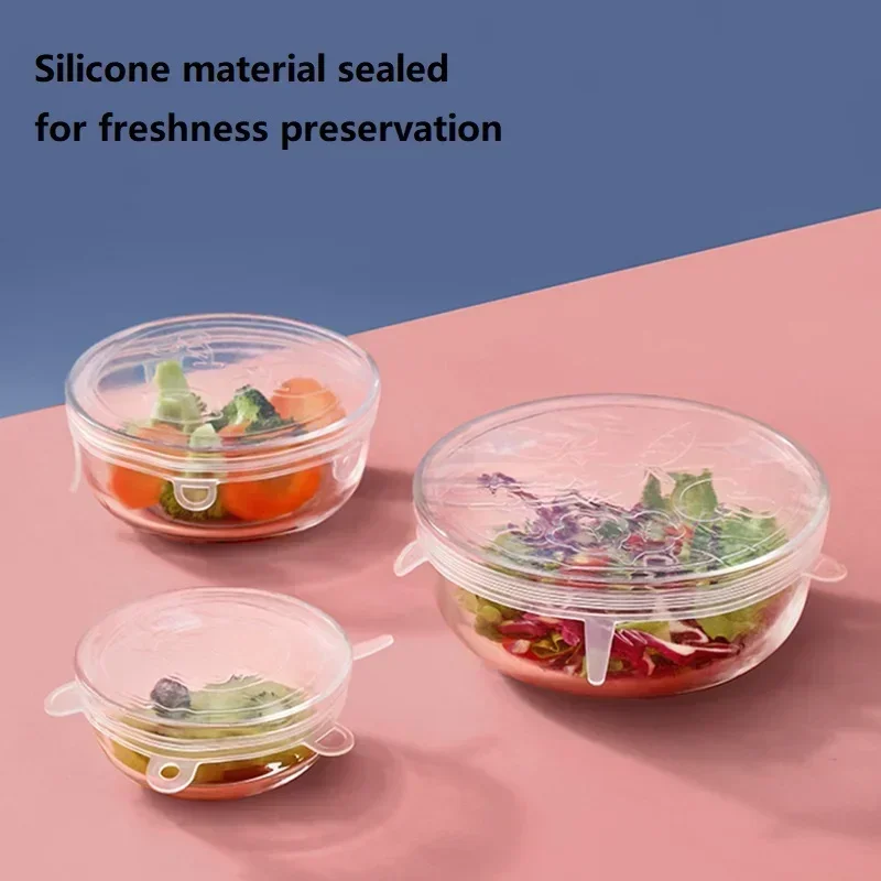 6PCS Multipurpose Bowl Cover Refrigerator Sealed Plastic Wrap Food-grade Silicone Cover Stretched Yogurt Cover Microwave Cover