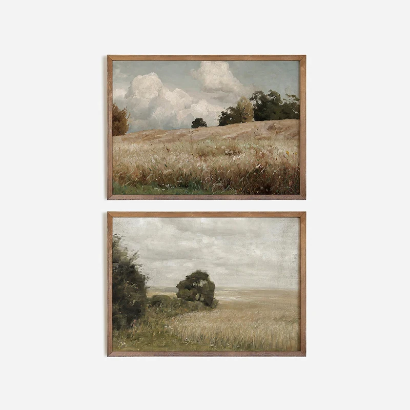 American Style Calm Country Field Sky Vase Canvas Painting Wall Art Pictures Vintage Posters and Prints for Living Room Decor