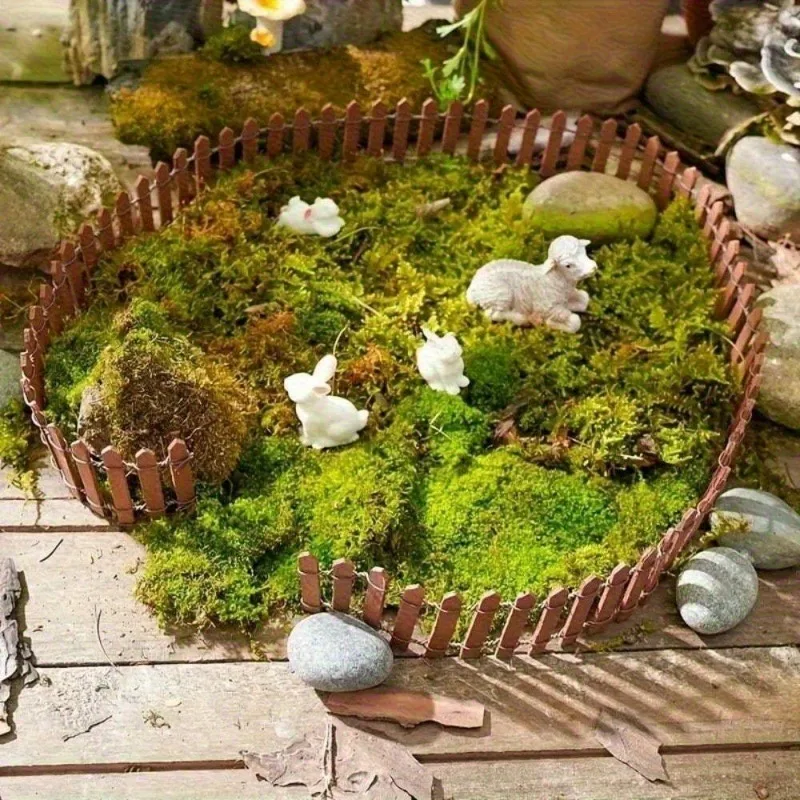 Miniature Garden Fence Wood Picket Fence Palisade Decorative Fence Fencing for Outdoor or House Decor Moss Framing Ornaments