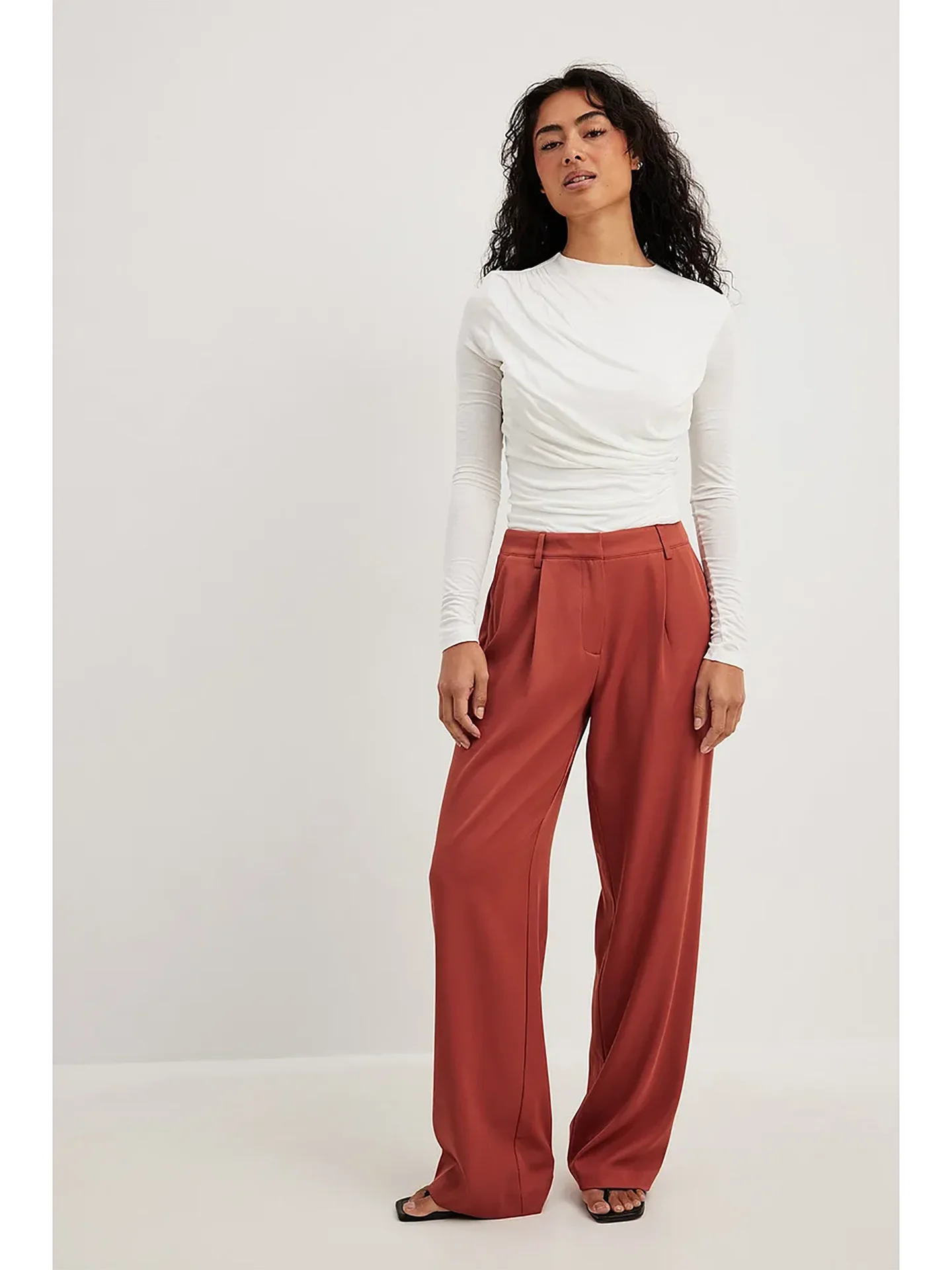 High Waist Slim Fit Trousers Hanging Sense Loose Casual Wide Leg Pants Thin Elastic Pleated Long Pants Women's Business Suit