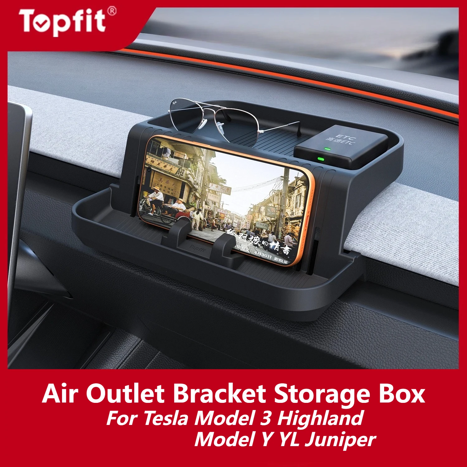 2026 New Air Outlet Bracket Storage Box For Tesla Model 3 Highland Model Y juniper  Model YL,ETC Tray Tissue Box for Dashboard