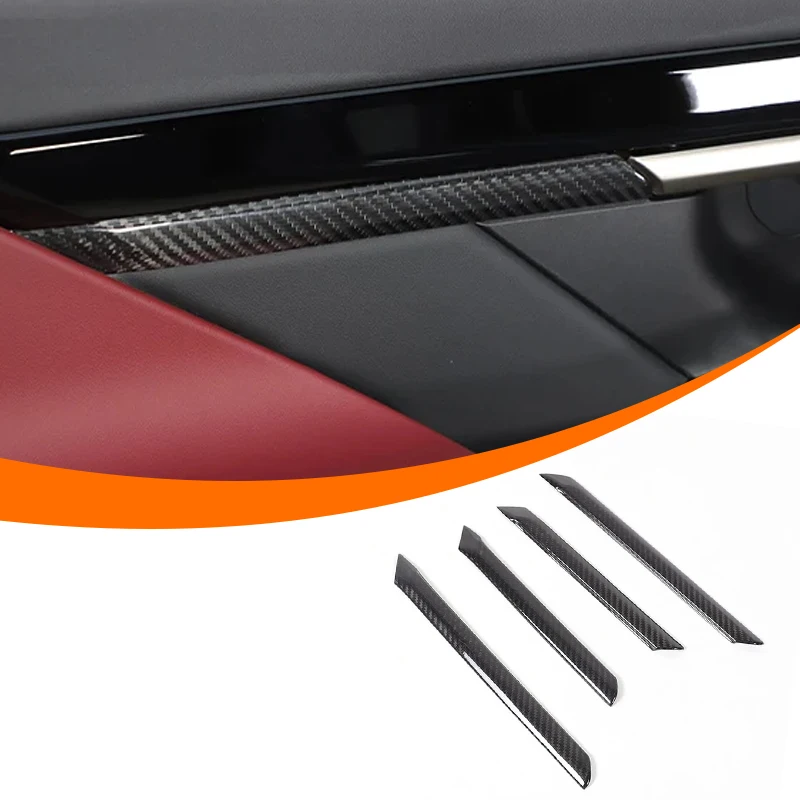 

For BMW 5 Series G60 2024+ Real Carbon Fiber Car Door Inner Handle Behind Decorative Strips Stickers Car Interior Accessories