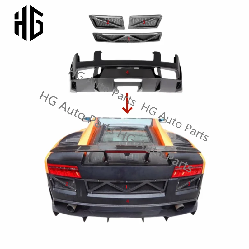 

Carbon Fiber Racing Car Rear Diffuser Bumper Lip For Lambor Gallardo LP550 LP560 LP570 Roof Trunk Lip Boot Cover Car Styling