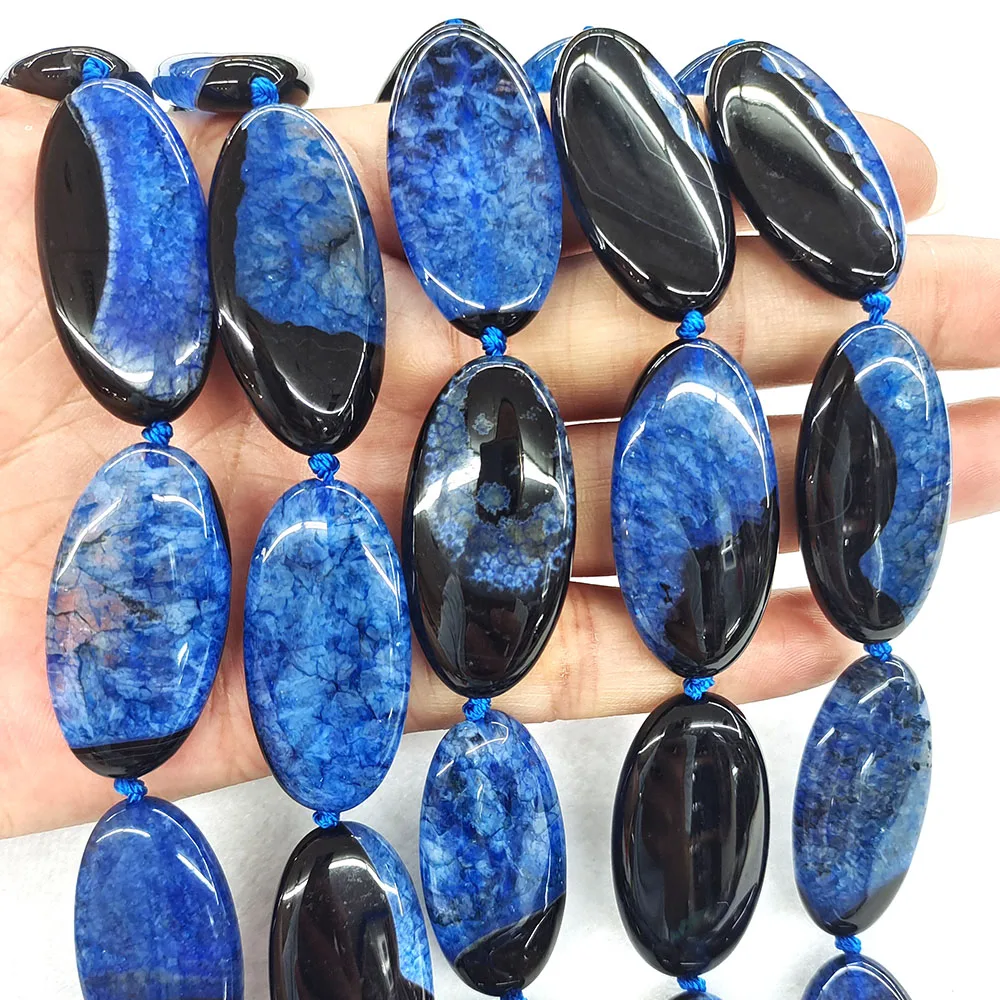 

40x20x8mm Large Oval Shape Beads Natural Stone Multicolor Uruguayan Agate Healing Crystal Gemstone Slice Bead for Jewelry Making