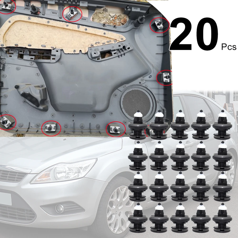 20Pcs For Ford Focus 2 MK2 2004 - 2012 C-Max 2003-2010 Kuga 1 MK1 C394 2008-2012 Door Panel Card Trim Clip Interior Fixing Rivet