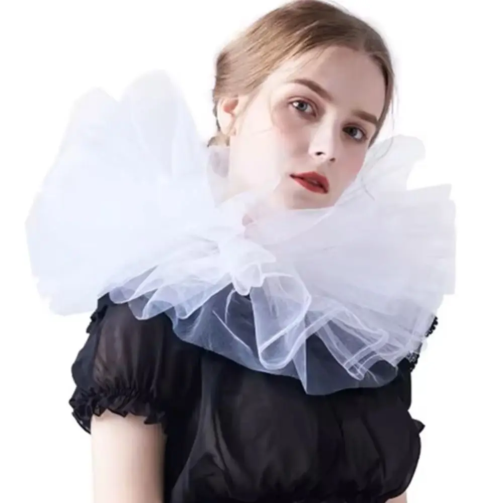 Fashion Victorian Fake Collar Detachable Classic Jabot Collar Ruffled Lace Vintage Clothes Accessories Party