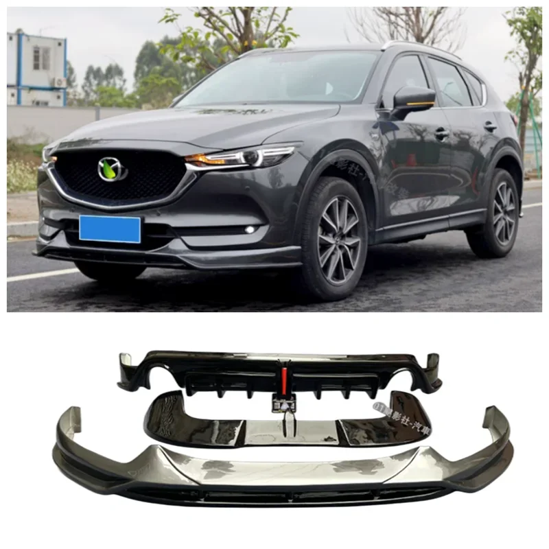 For Mazda CX5 CX-5 2017-2020 High Quality ABS Black Bumper Front Lip Rear Diffuser Side Skirt Spoiler Exhaust Body Kit