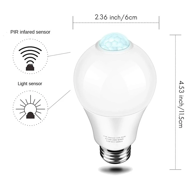 85-265V E27 PIR Motion Sensor Lamp 12W Bulb With Motion Sensor Infrared Motion Detector Security Light