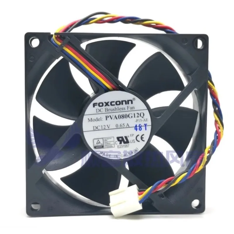 Original New CPU Cooling Fan for Foxconn PVA080G12Q 8cm 8025 12V 0.65A 4-pin PWM High Air Flow Fan 80x80x25mm