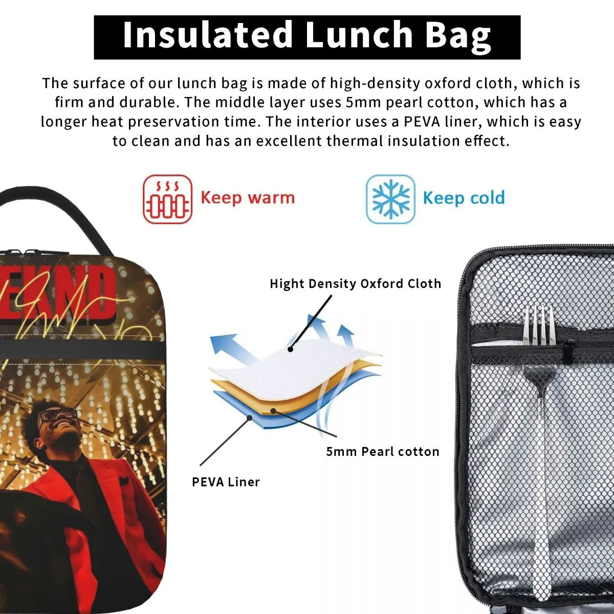 The Weeknd-Starboy Música Isolado Lunch Bag, Recipiente de Alimento, Sacos, Portátil, Refrigerador Térmico, Caixas para Viagem