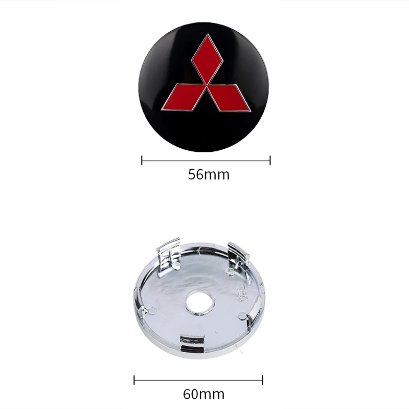 56/60mm 4pcs Auto Wheel Center Hub Cap Decal Car Styling Accessories For Mitsubishi Ralliart Lancer Outlander Competition Galant