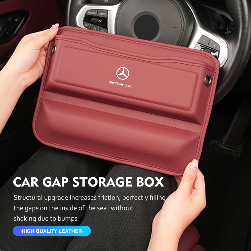 Leather Car Seat Gap Filler Console Side Crevice Storage Box For Benz C180 C300 W124 W176 W177 C200 C260 GLC CLE CLA AMG