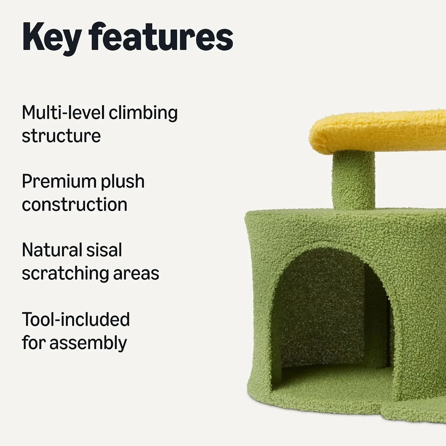 Cactus Cat Tower for Indoor Cats, 4-in-1 Scratching Post with Curved Perch, Cozy Condo, Natural Sisal, Interactive Dangling Ball, 30.7 in H, Green