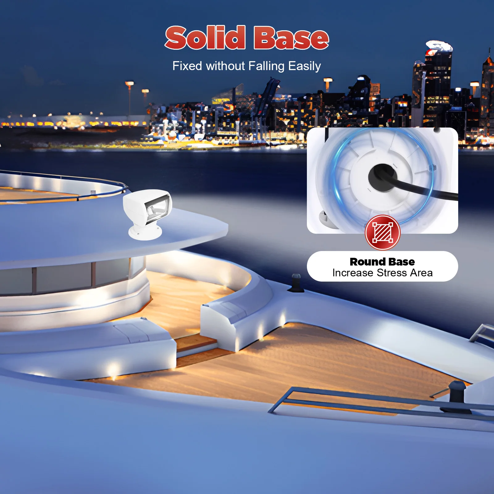 12V 100W Yacht-Scheinwerfer, Boot-Suchscheinwerfer mit Fernbedienung für Boote, Seepatrouillen – Detail 9