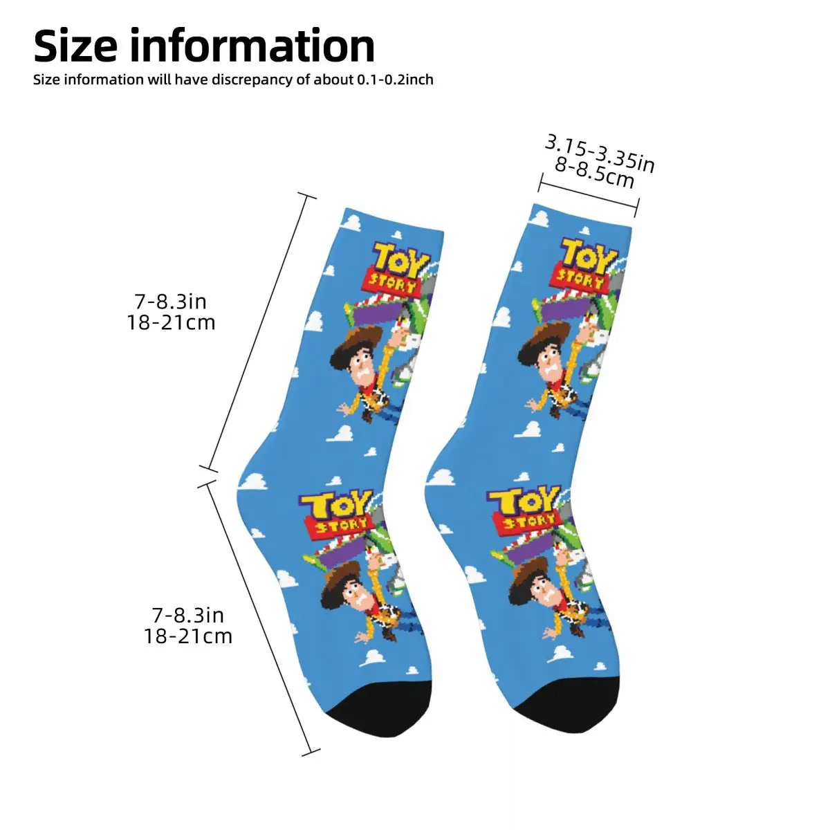 Toy Story Bit Woody And Buzz Lightyear Theme Design Socks Product for Women Flexible Dress Socks