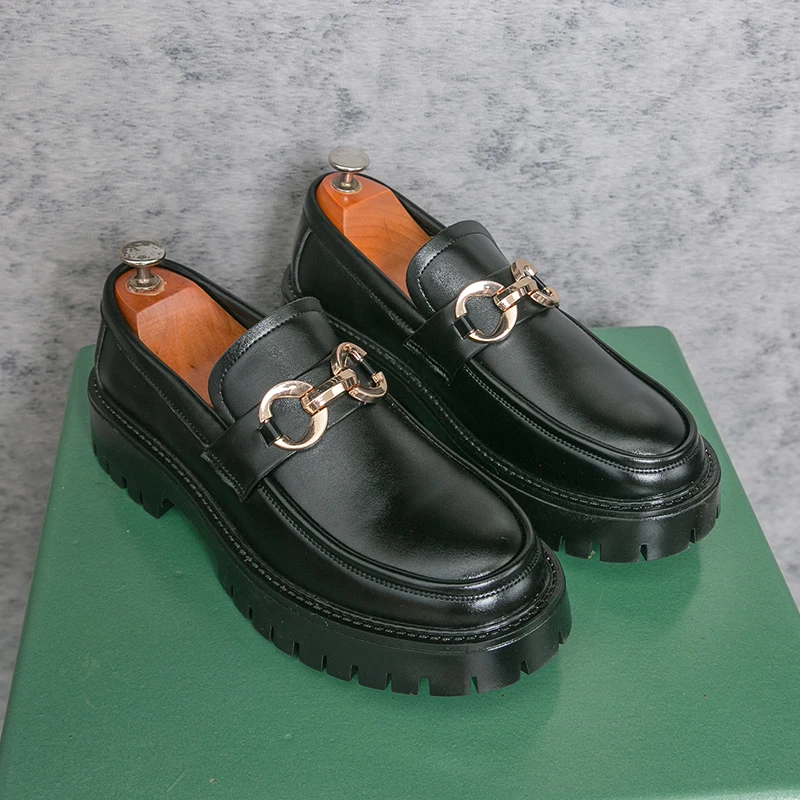 Large Size 38-48 Classic Men Loafers Black Color British Casual Thick-soled Anti-slip Business Office Shoes Banquet Party Shoes