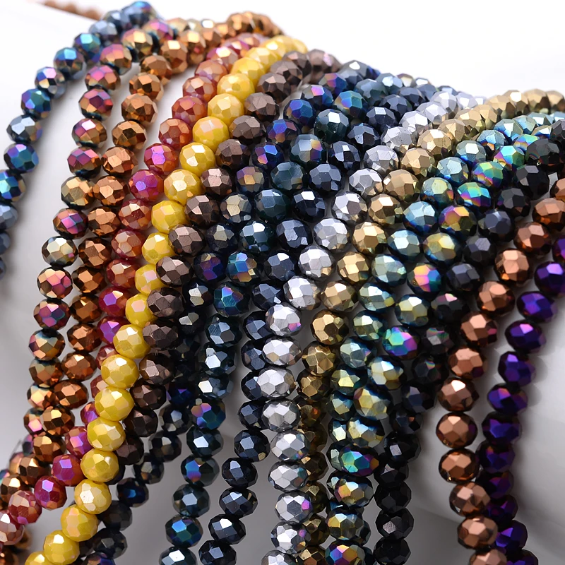 4mm Electroplated Round Faceted Crystal Beads Roundell Glass Spacer Loose beads For DIY Bracelet Necklace Jewelry Making