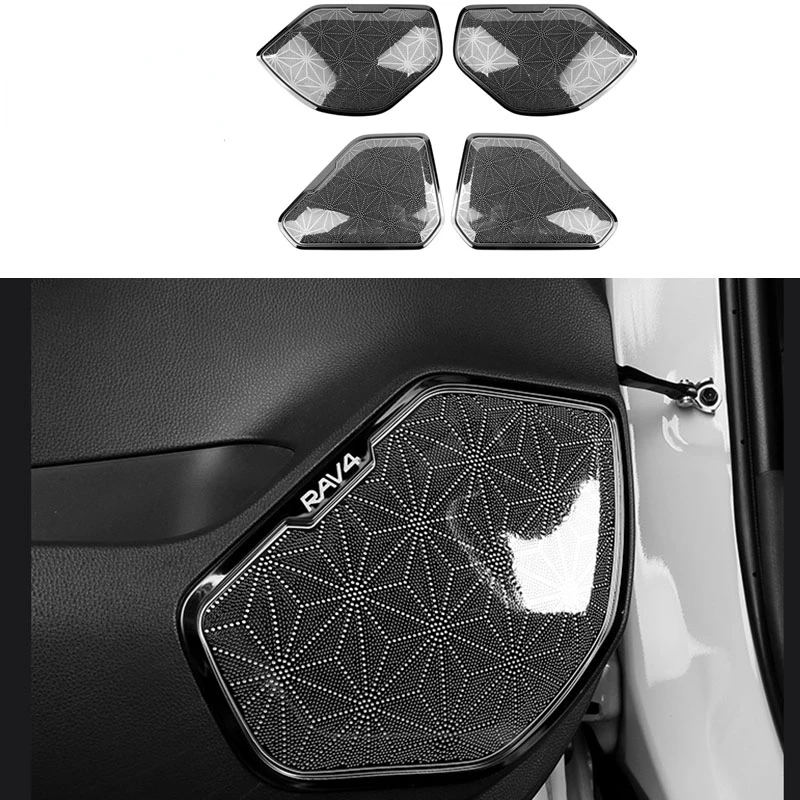 

Fit For Toyota RAV4 2019 2020 Interior Molding Accessories Car Stereo Speaker Door Audio Ring Cover Sound Frame Decoration Trim