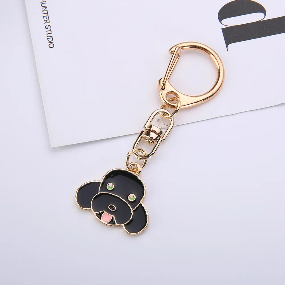 Baking Varnish Pet Dog Key Chain Cartoon Siberian Husky Chai Gou Poodle Keyring Bag Car Keys Pendant Accessories