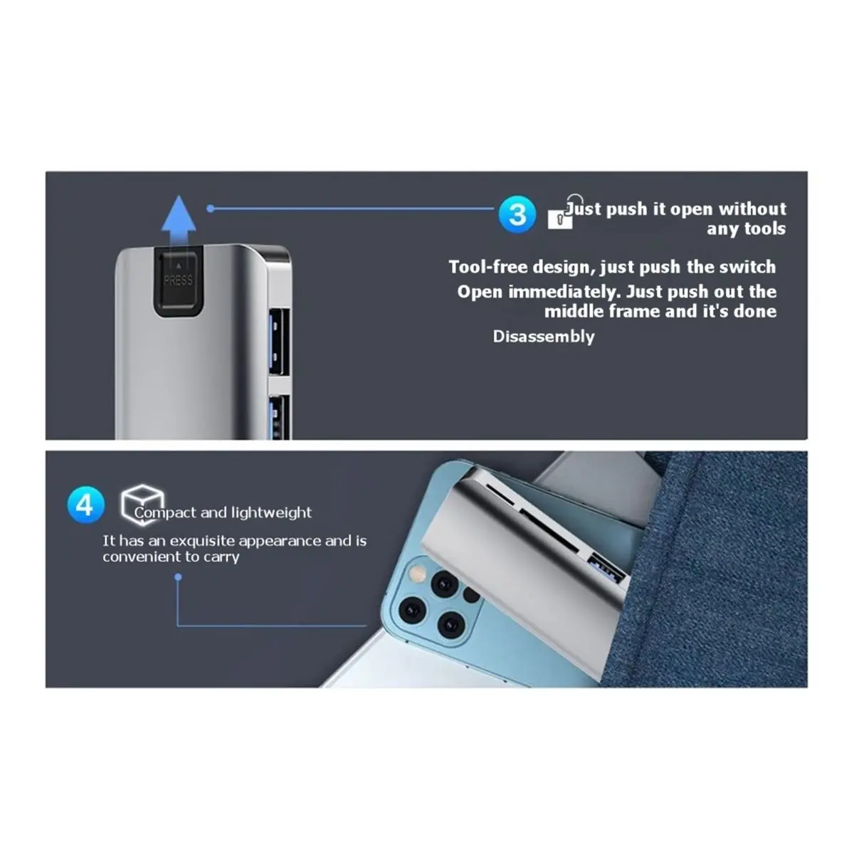 M.2 Expansion Dock NVMe/NGFF HUB External Hard Drive Enclosure 10Gbps SSD Case for M2 Solid State Drive A-C Line