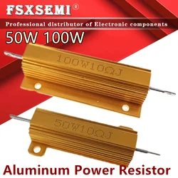 Resistencia bobinada de carcasa metálica de aluminio RX24 50W 100W 0,01 W 100 ~ 30K 1 2 3 5 6 8 10 20 150 200 300 500 1K 10K ohm