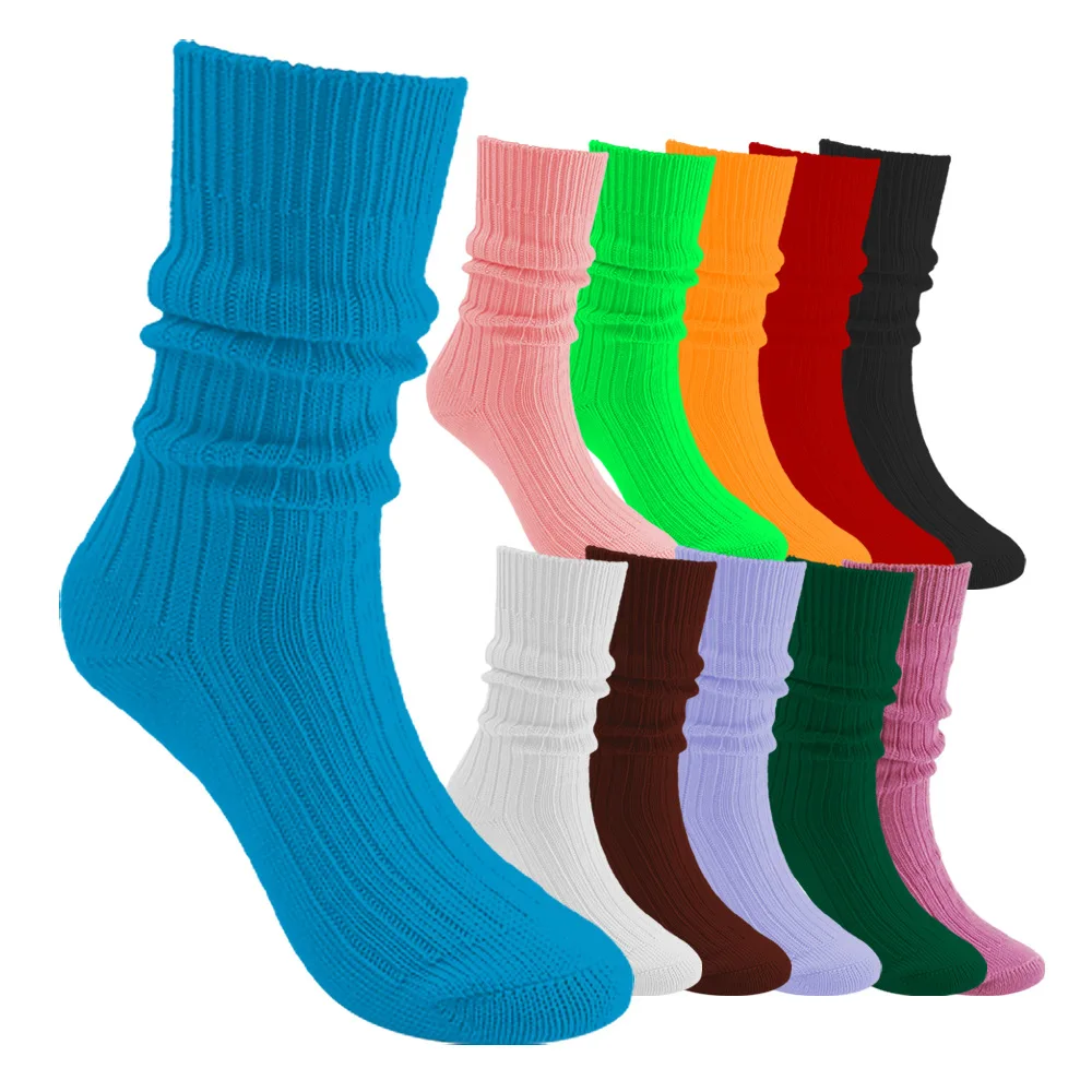 Hot Sell Ins Women Pure Candy Color Fashion Simple Dress Thin Slouchy Loose Socks