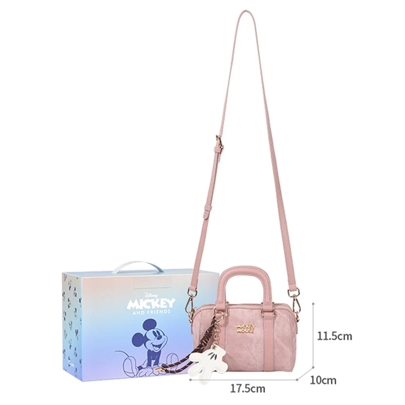 Disney Original Mickey Mouse Boston Pillow Bags Women Fashion Handheld Single Shoulder Crossbody Bag With Accessories
