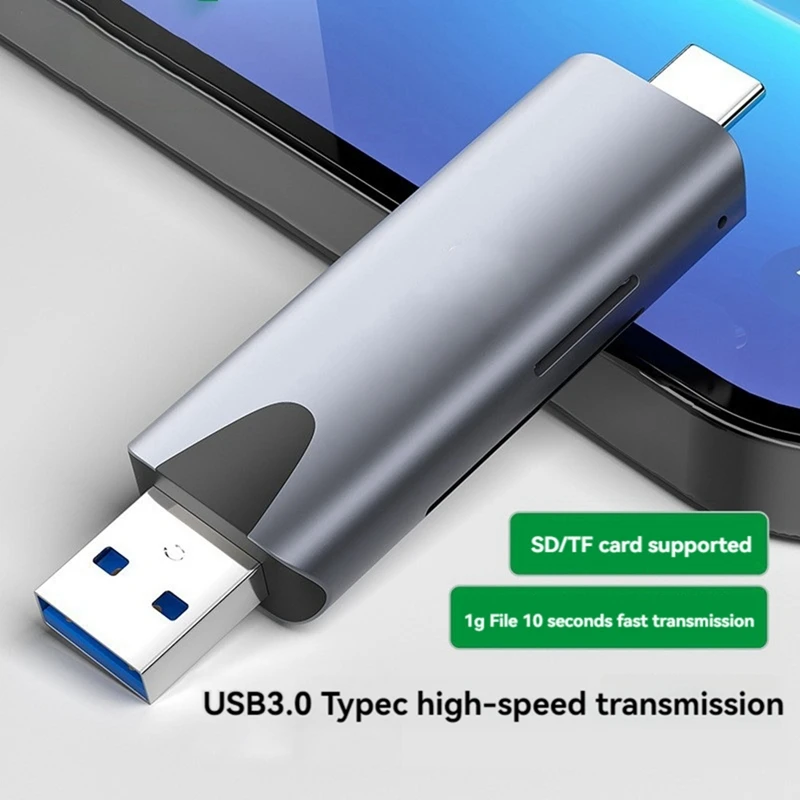 2 In 1 Type-C/USB 3.0 Card Reader TF/SD Card Reader High Speed Card Reader For PC Laptop Cameras Accessories