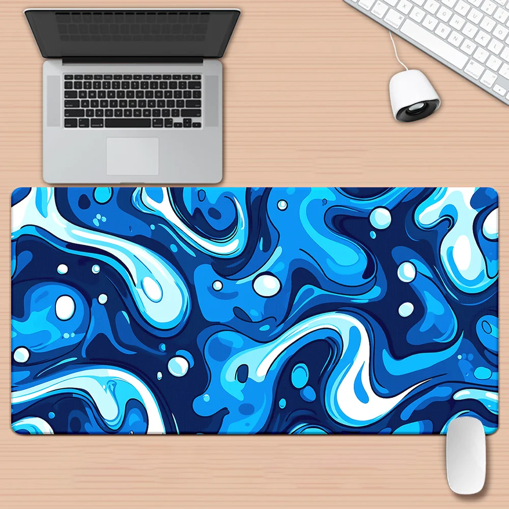 Abstract Blue Swirl Liquid XXL Gaming Mouse Pad Rubber Non-Slip Desk Mat for Computer PC Office