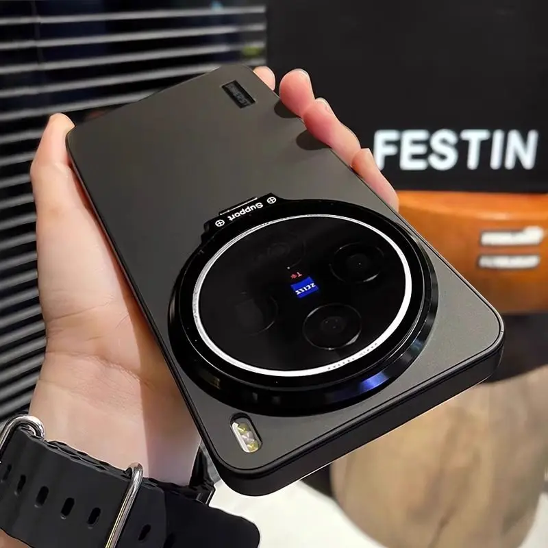 حافظة لهاتف VIVO X300 Pro X200 Ultra دعامة عدسات متكاملة بلون سادة غطاء أكريليك لهاتف VIVO X200 Pro ممتص للصدمات صغير #4