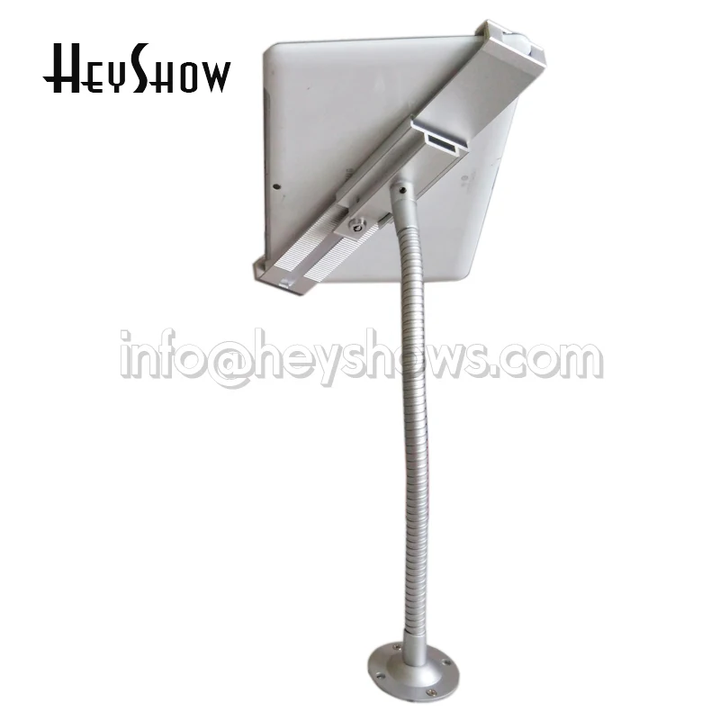 Flexible Metal Tablet Security Stand Base Wall Desk Mount Display Holder for iPad Lock Enclosure For 7-10.5\