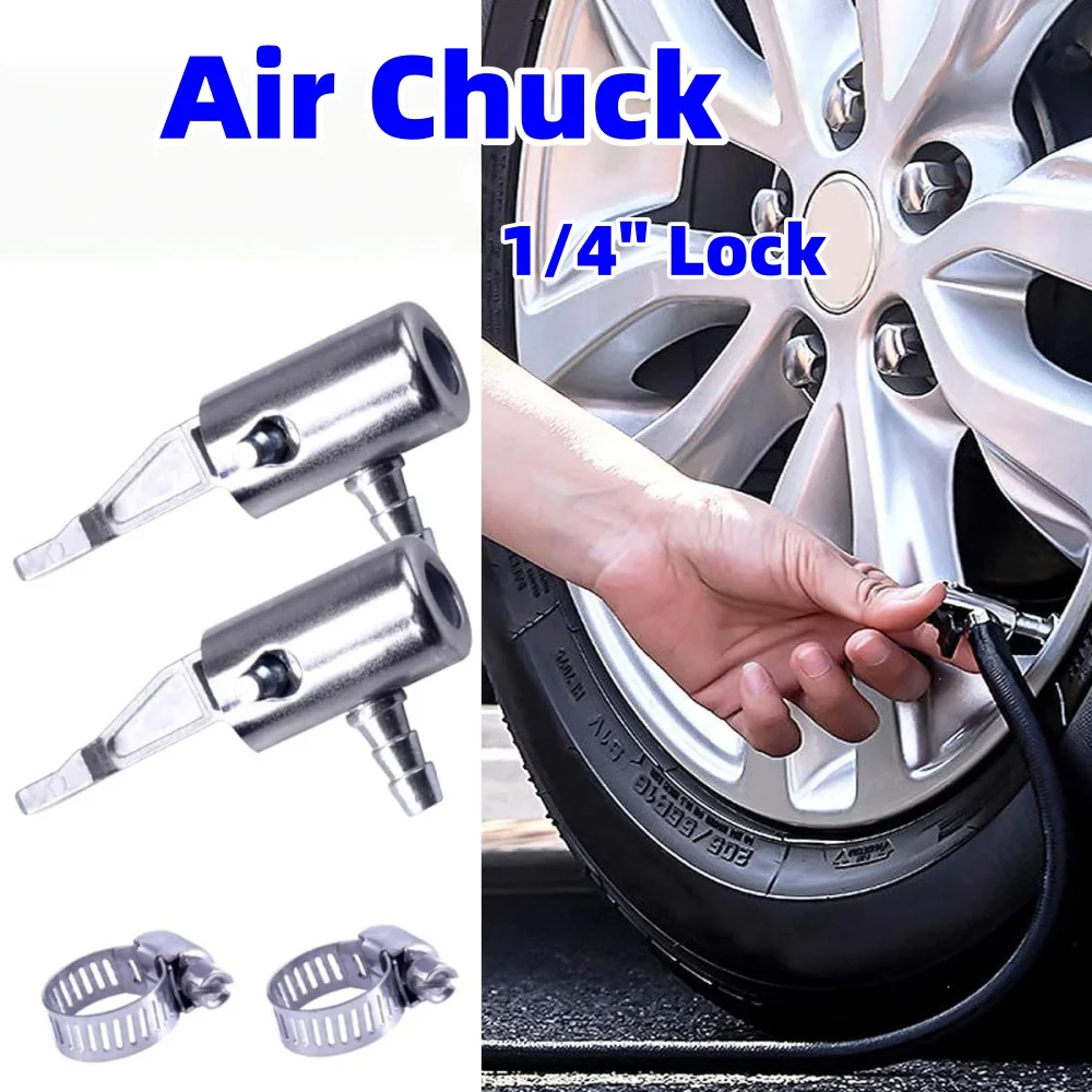 

2PCS Car Tire Inflator Valve Air Pump Clip Nozzle Metal Adapter Inflatable Connector General Bore Hose For Bicycle Bike Car