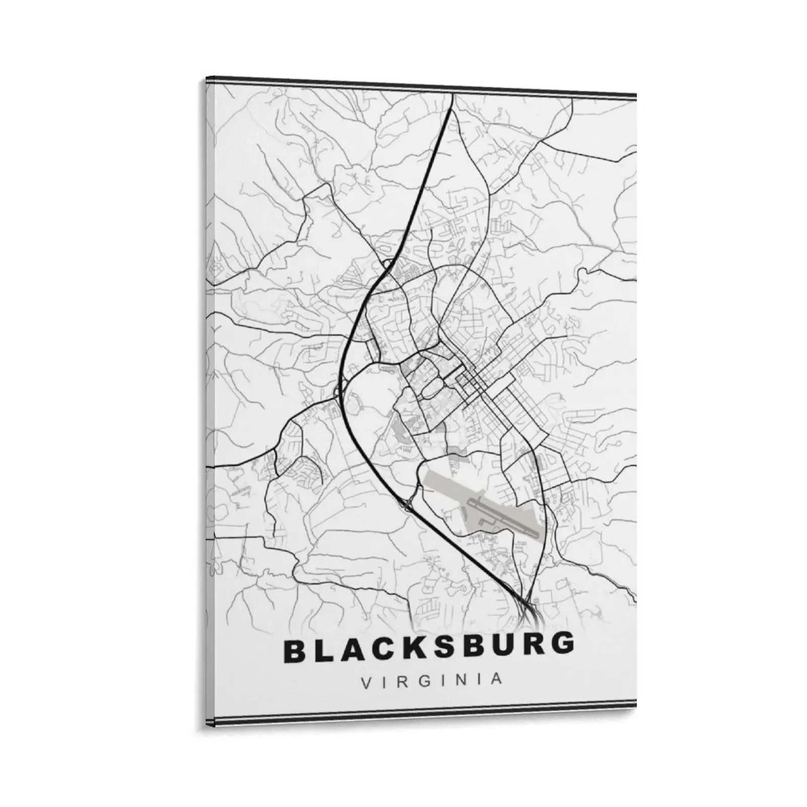 

Blacksburg Map Canvas Painting aesthetic room decor bedroom decoration korean room decor painting