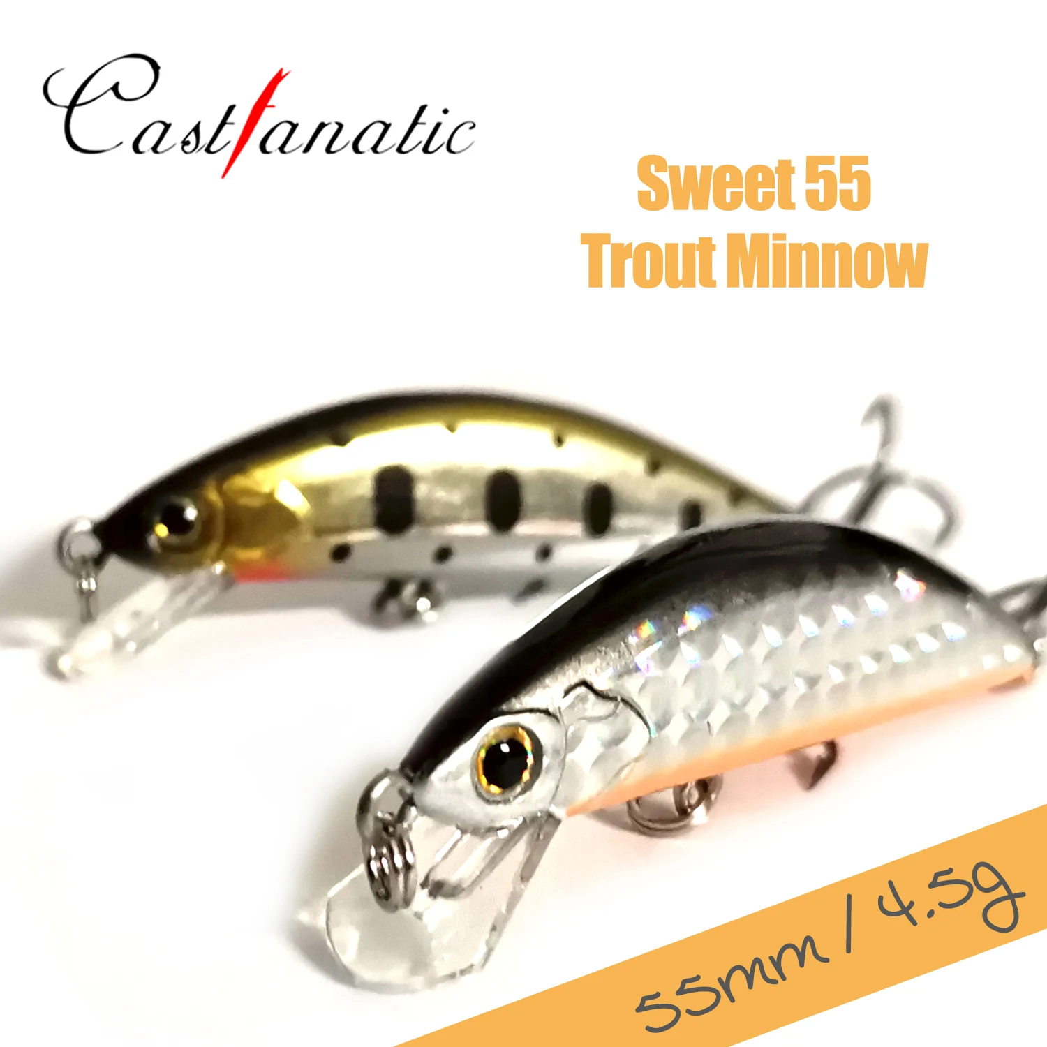 Castfanatic 4.5g Sinking Minnow Lures Sweet55 Crank bait Shad Jerkbait Wobblers Stream Trout Wobblers Fishing Baits Pesca