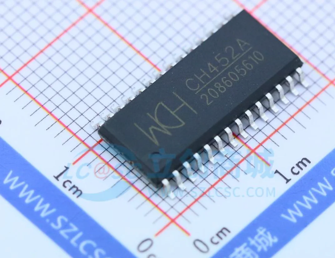 10pcs  CH452A Brand: WCH (Nanjing Qinheng) Package: SOIC-28-300mil Brand new imported original authentic products