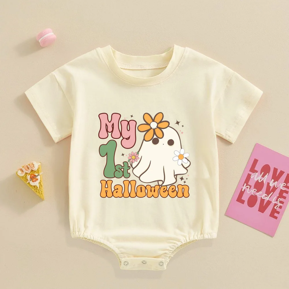 My First Halloween Print Baby Bubbles Romper Halloween Party Infant Outfit Bodysuit Newborn Large Jumpsuit Newborn Retro Clothes