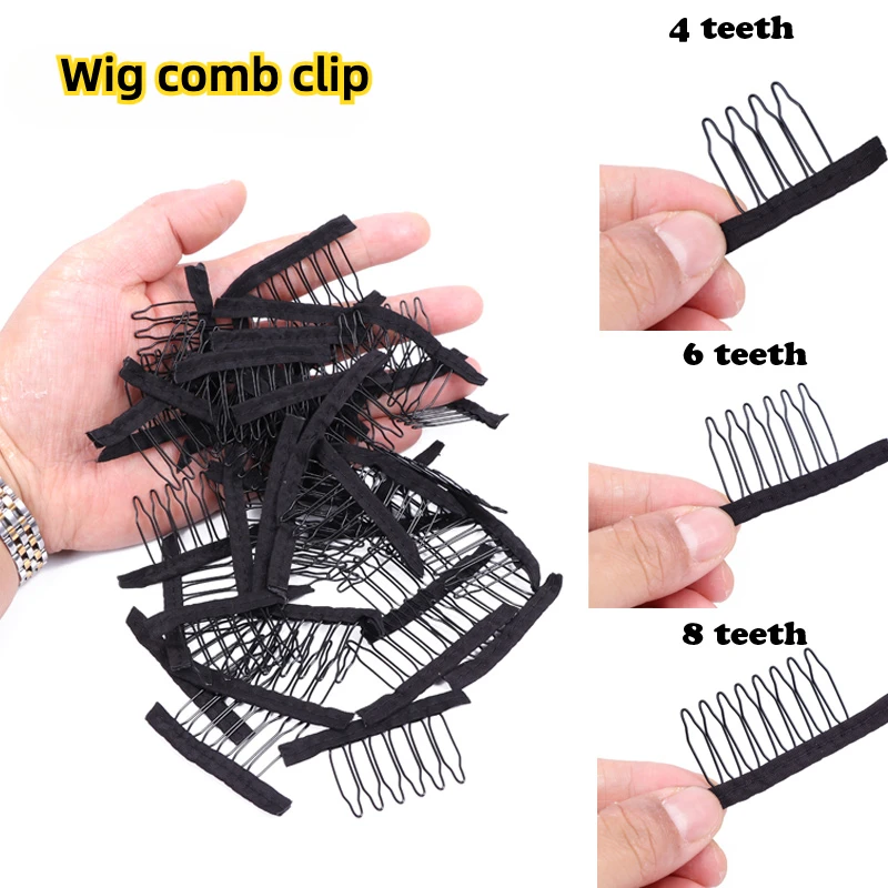 Top Quality 10pcs Stainless Steel Wig Comb For Making Wigs Lace Wig Cap Tools Hair Foudation 6 Teeth Wig Comb Clip