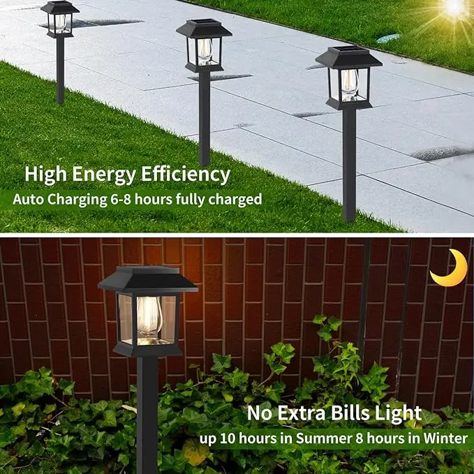 Imagem -03 - Luz Solar ao ar Livre do Gramado Impermeável Paisagem Jardim Luz Canal Decorativo Pátio Portas Dianteiras e Traseiras 12 Pack